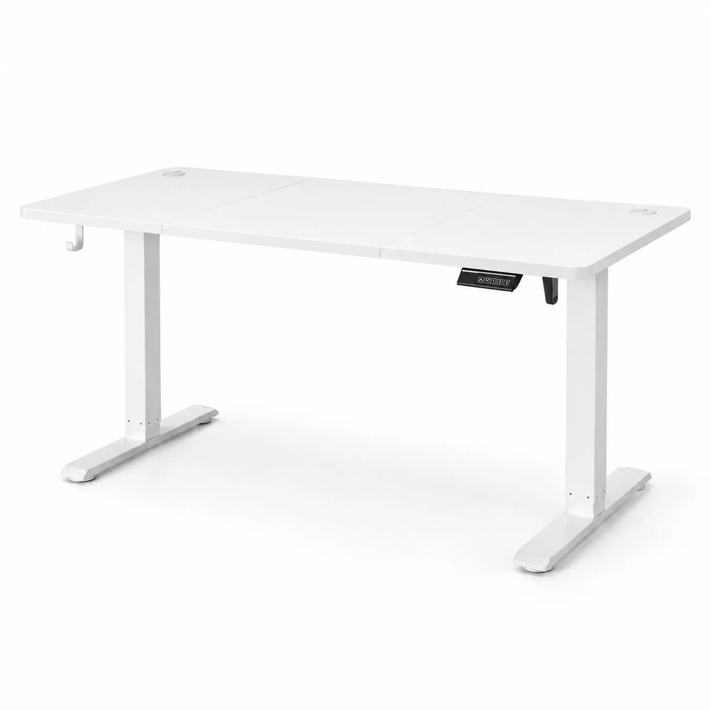 Bureau assis-debout électrique blanc à mémoire