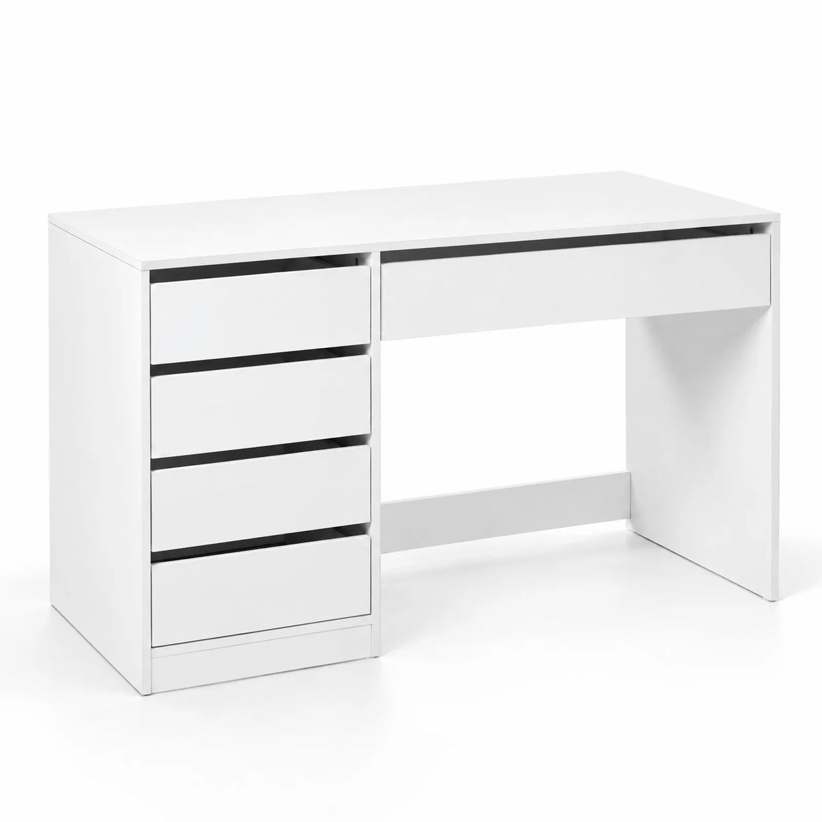 Bureau blanc 5 tiroirs sans poignées 120 cm – blanc mat