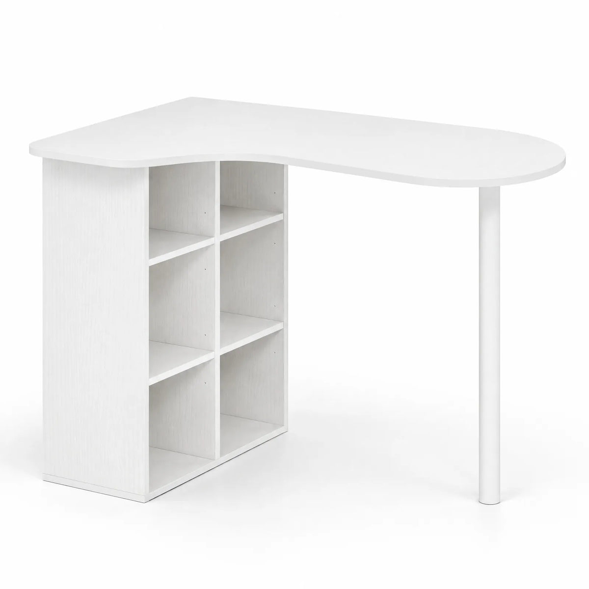 Bureau blanc avec bibliothèque 6 compartiments 100 x 59 cm