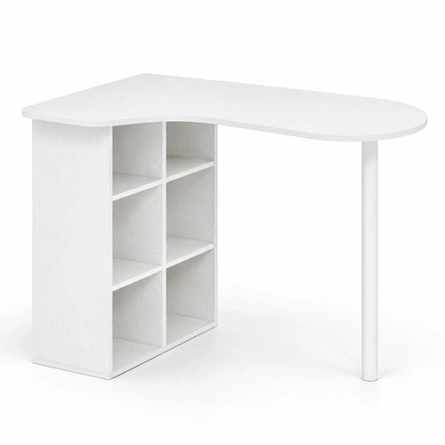Bureau blanc avec bibliothèque 6 compartiments 100 x 59 cm