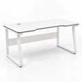Bureau d'ordinateur plateau courbe pieds métal en U – Blanc
