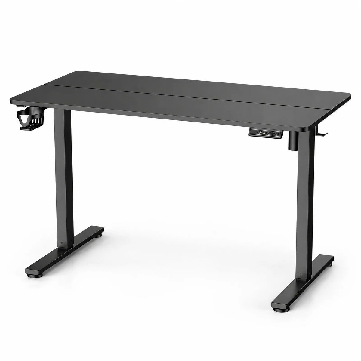 Bureau électrique réglable en hauteur noir 120 x 60 cm avec porte-gobelet