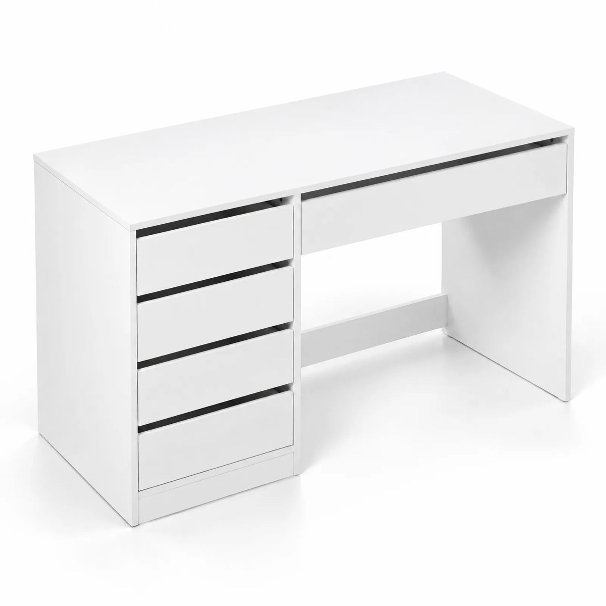 Bureau blanc 5 tiroirs sans poignées 120 cm