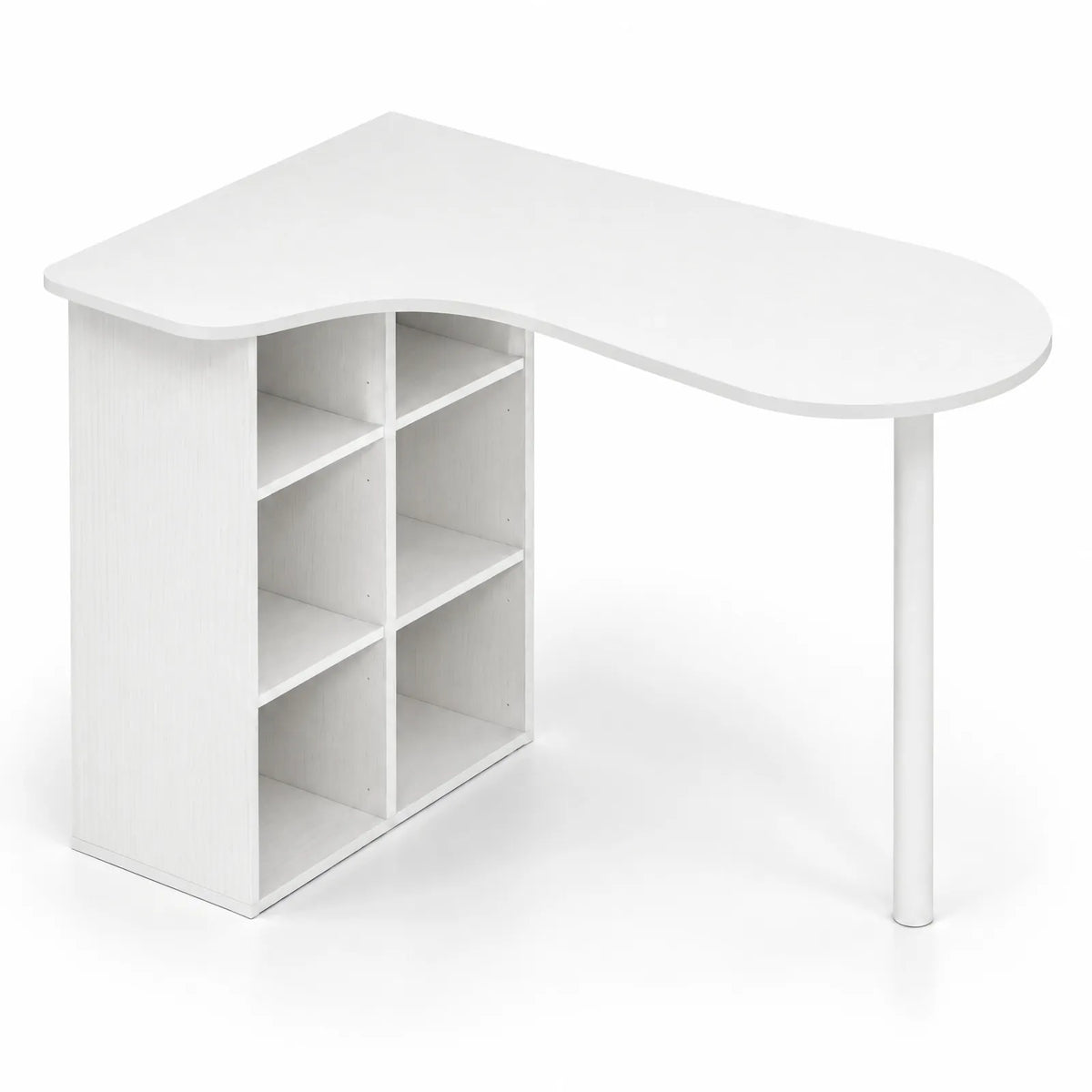 Bureau blanc avec bibliothèque 6 compartiments 100 x 59 cm