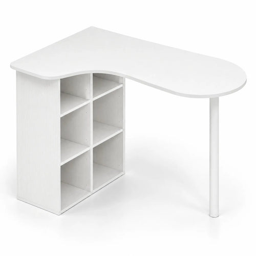 Bureau blanc avec bibliothèque 6 compartiments 100 x 59 cm