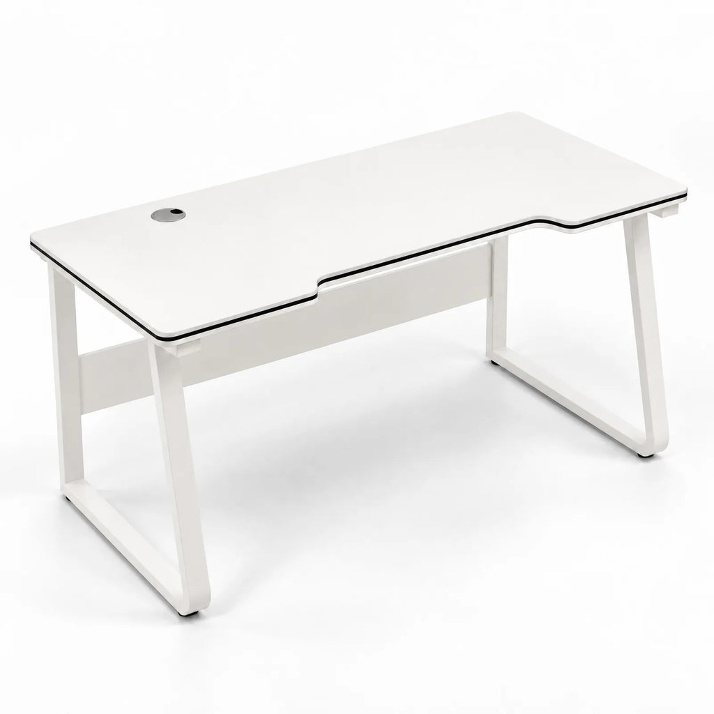 Bureau d'ordinateur plateau courbe pieds métal en U
