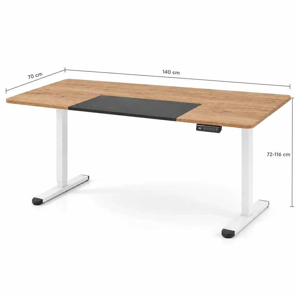 Bureau assis-debout électrique 140 x 70 cm plateau beige