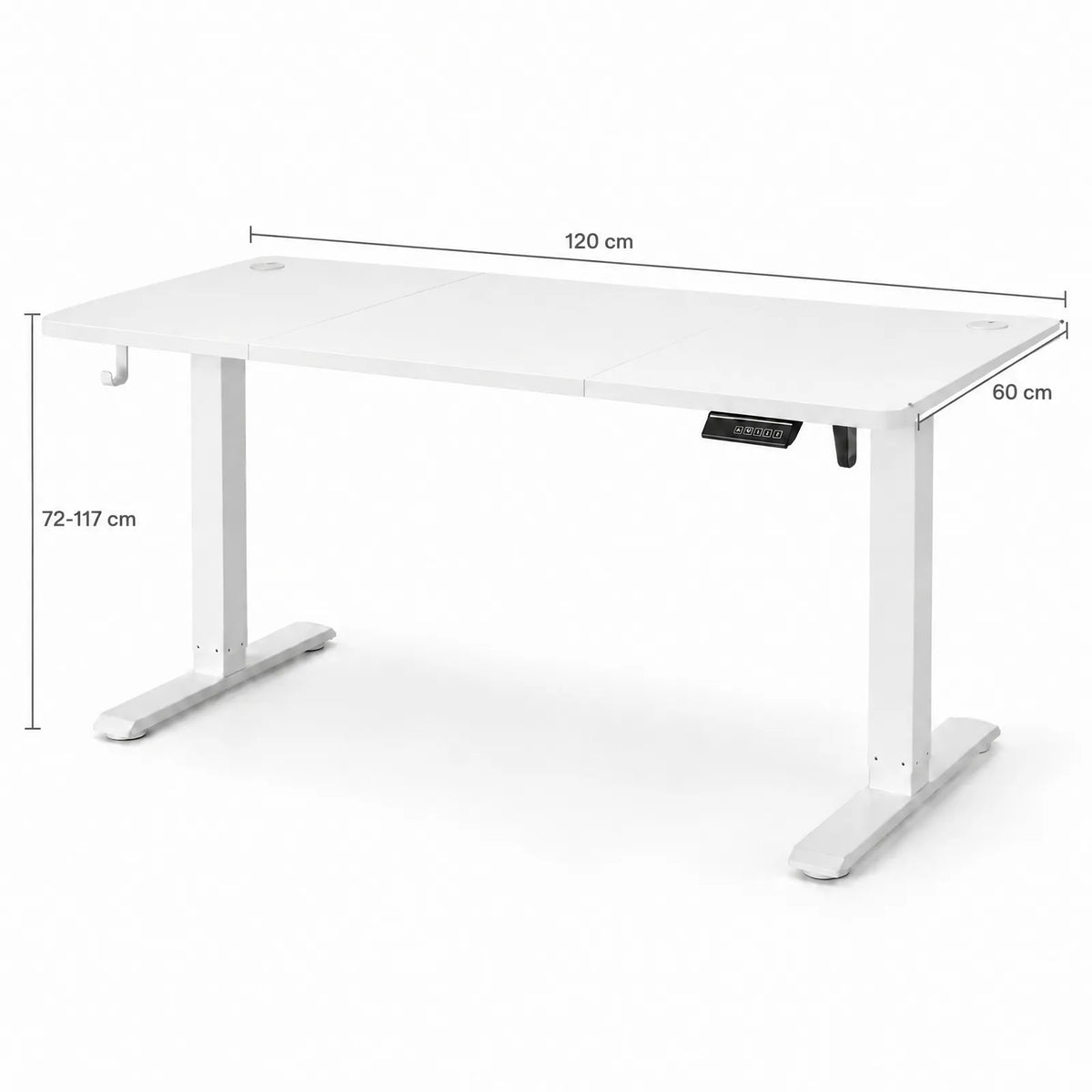 Bureau assis-debout électrique blanc à mémoire – 120 x 60 cm