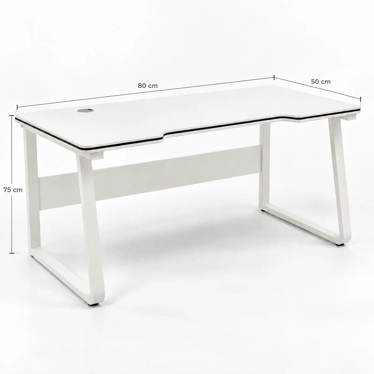 Bureau d'ordinateur plateau courbe pieds métal en U – 80 x 50 cm