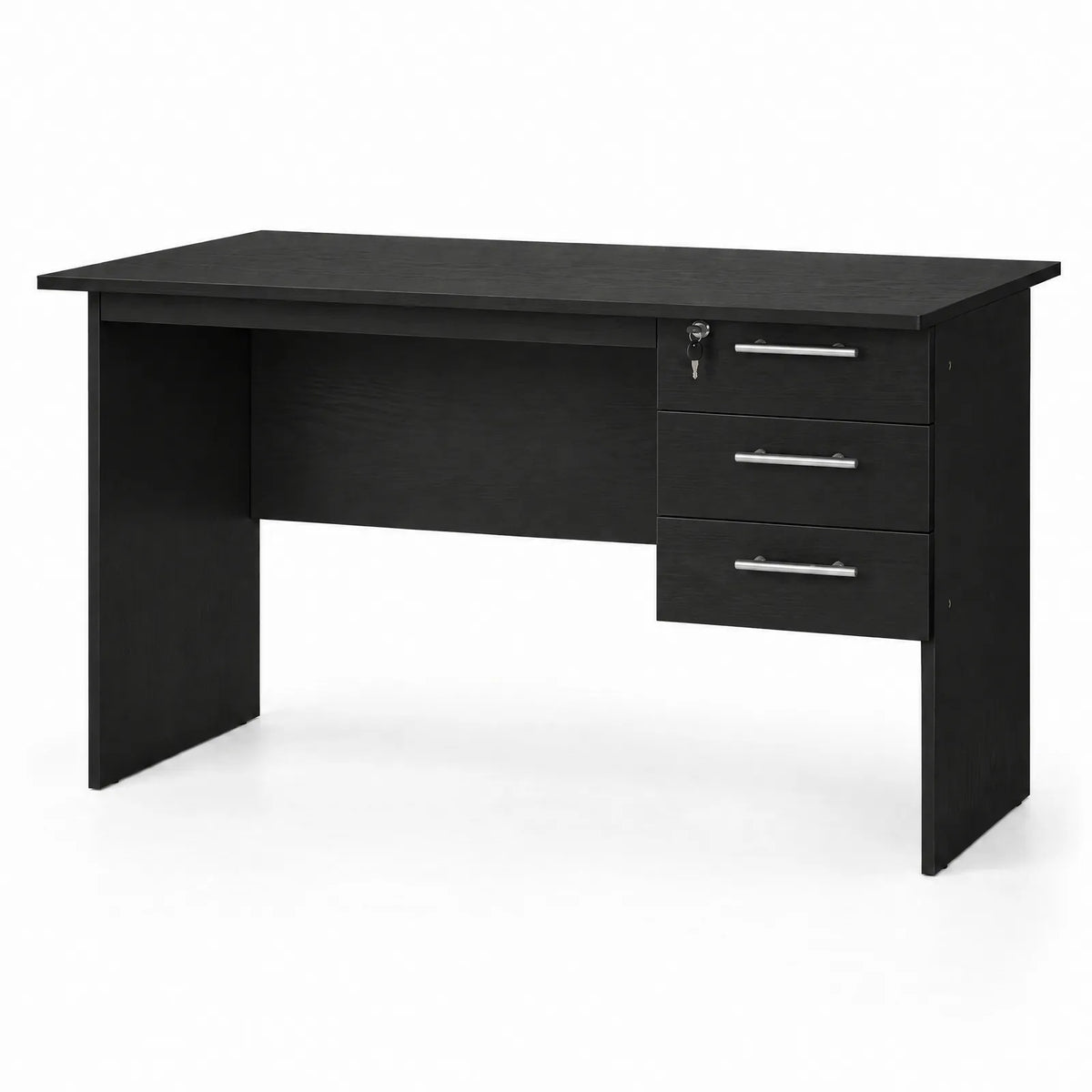 Bureau d'ordinateur 3 tiroirs avec serrure 120 x 60 cm – Noir