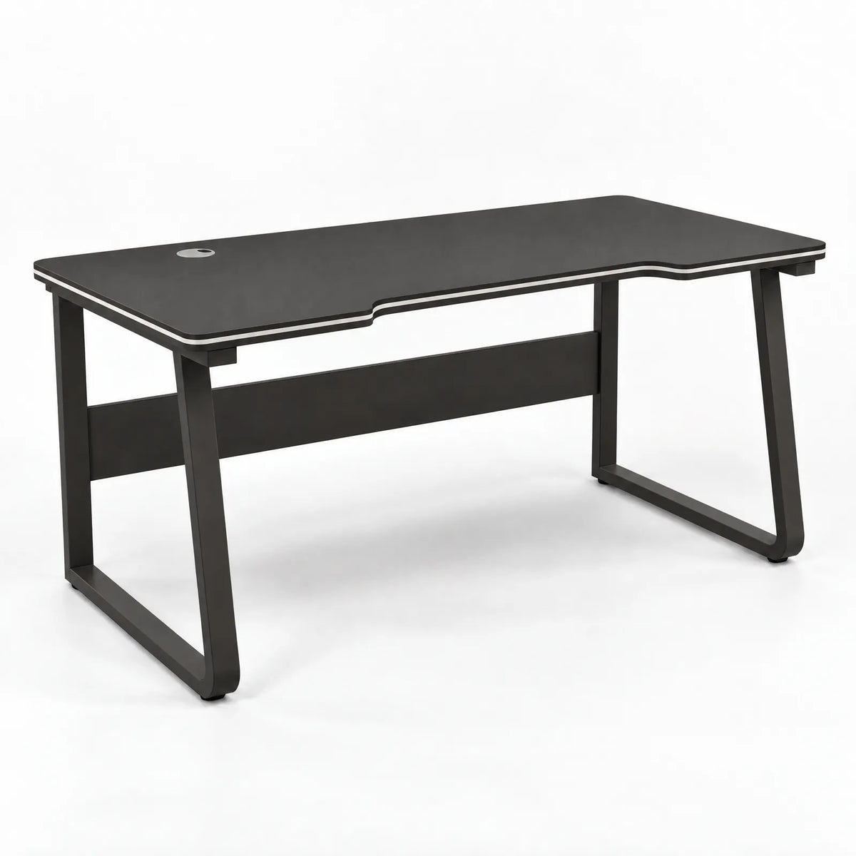 Bureau d'ordinateur plateau courbe pieds métal en U – Noir